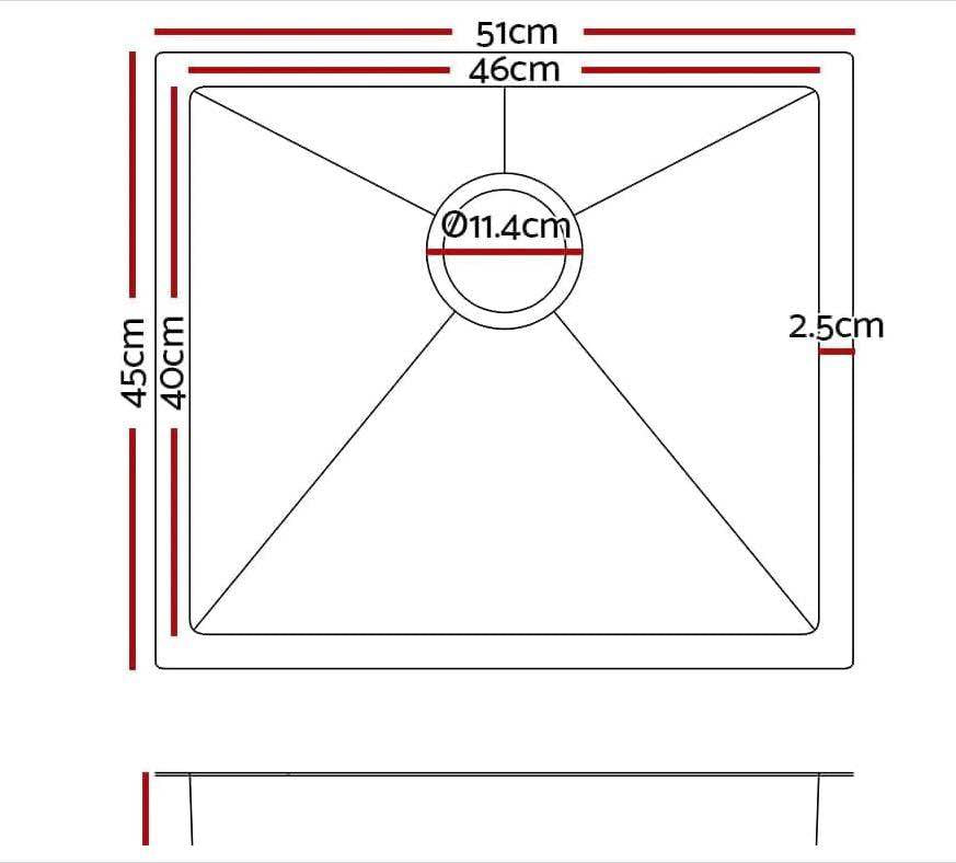 Handmade Stainless Steel Sink 510mm*450mm Black