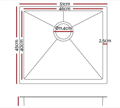 Handmade Stainless Steel Sink 510mm*450mm Black