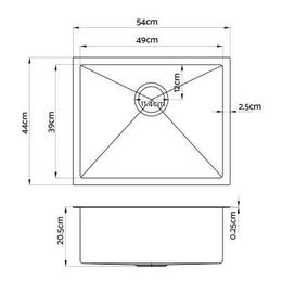 Handmade Stainless Steel Sink 550mm*450mm Silver