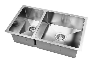 Handmade Stainless Steel double bowls sink 710mm*450mm Silver