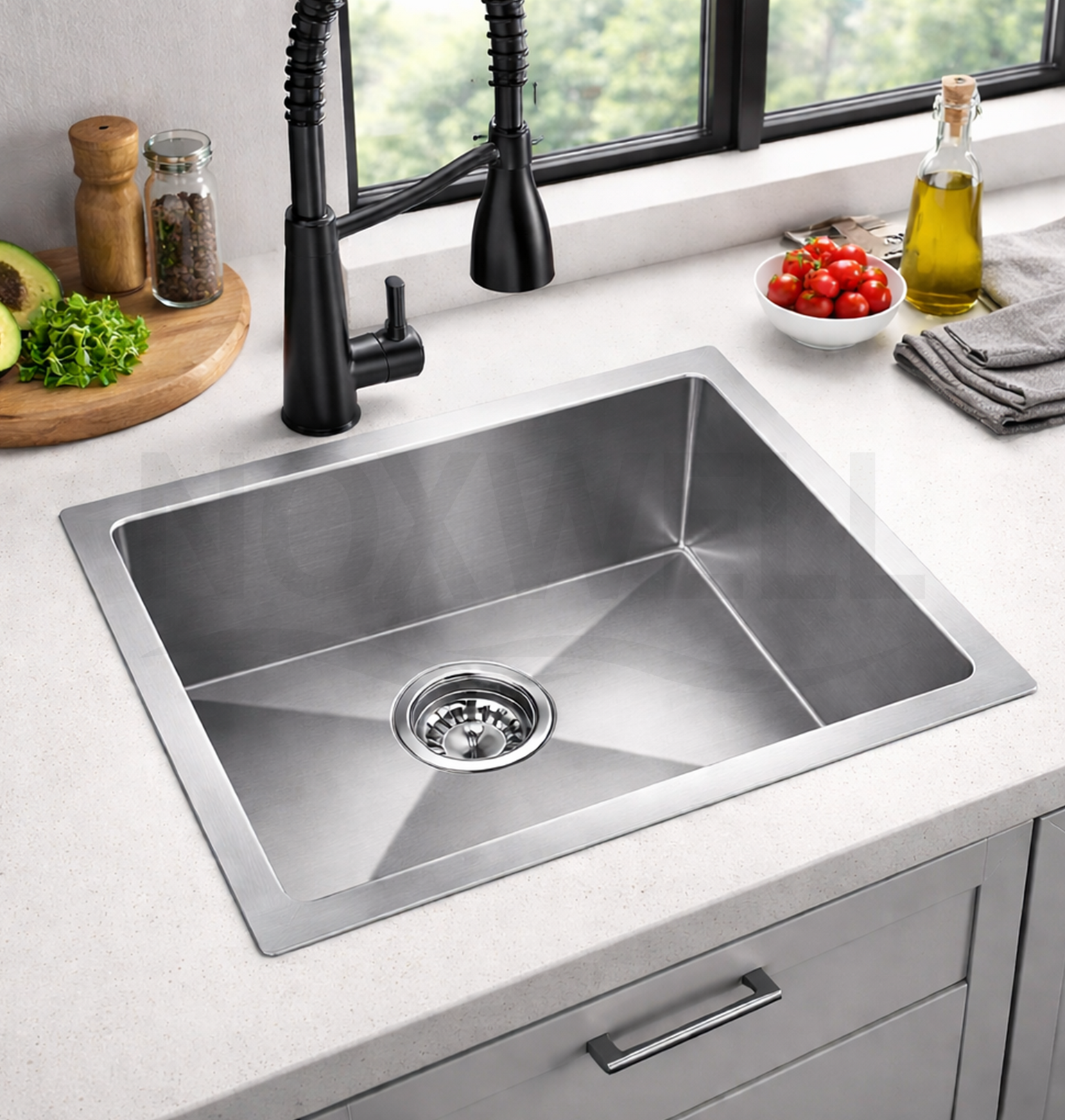 Noxwell 4444 Series Deep Single Bowl Kitchen Sink - 51x45cm