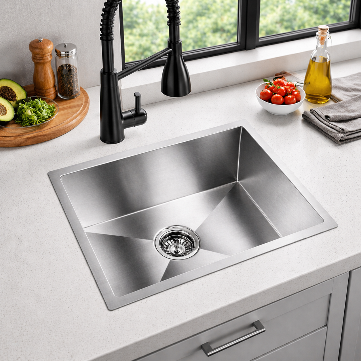 Noxwell KSSV-5545 23cm Deep Single Bowl Sink - Stainless Silver 55x45