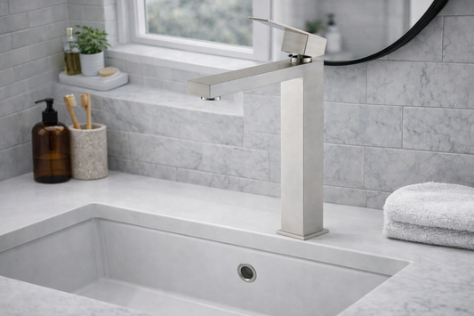 Noxwell Solid Brass Body High Stand Mixer Tap Silver